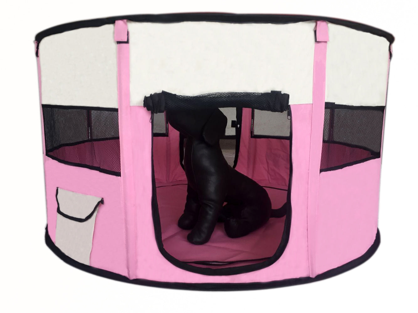 YES4PETS Large Round Portable Soft Playpen Dog Cat Rabbit Puppy Playpen-Pink-1