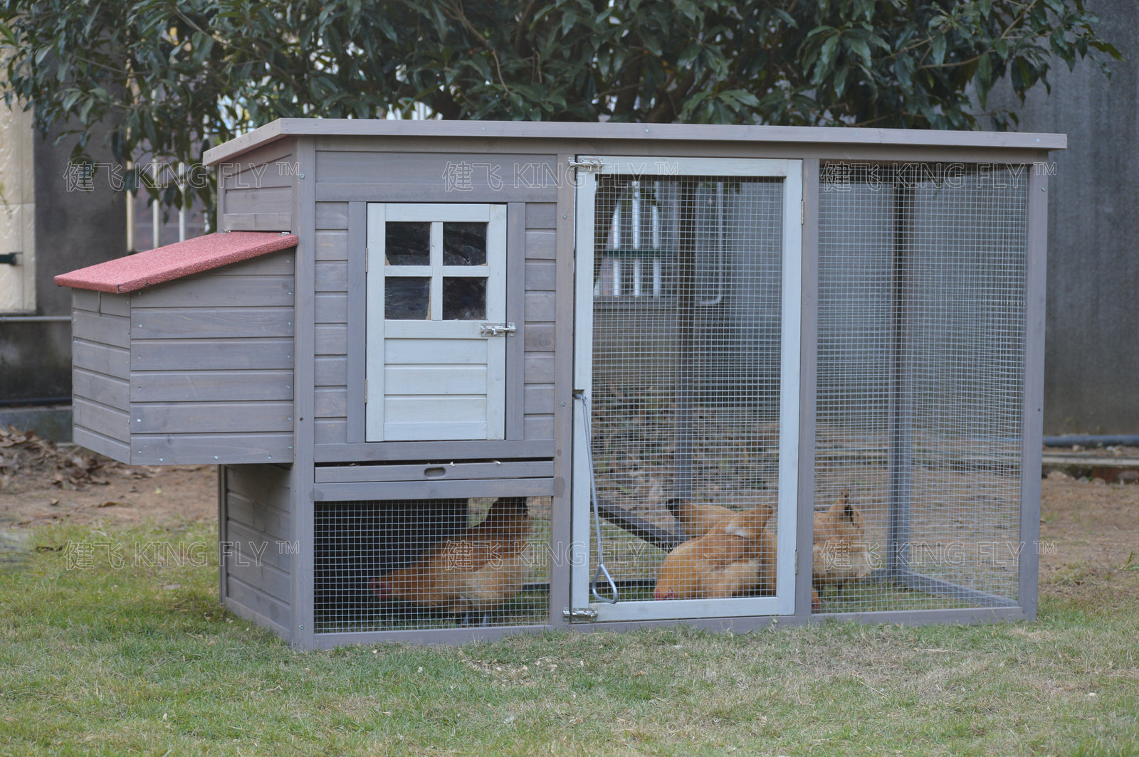 YES4PETS Grey Large Chicken Coop Rabbit Hutch Ferret Cage Hen Chook Cat House-0