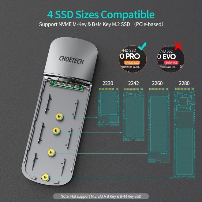 Choetech PC-HDE16 USB-C to M.2 B-Key Hard Drive Enclosure (10Gbps)-2