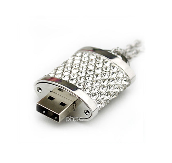 16GB Crystal Lock Pendant USB Flash Drive Pen Stick Memory (Silver)-2