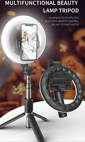 TEQ Q07 Bluetooth Ring Light Selfie Stick  + Tripod stand-0