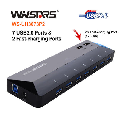 USB3.0 7 Ports Hub Plus 2 extra 2.4A Fast-charging Ports-0