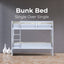 Zinnia Single Bunk Bed Frame Solid Rubber Timber Wood Loft Furniture - White-3