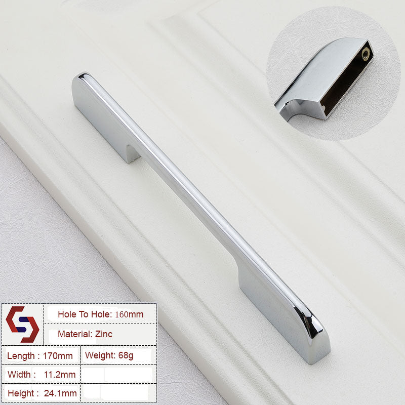 Zinc Kitchen Cabinet Handles Drawer Bar Handle Pull silver color hole to hole size 160mm-0