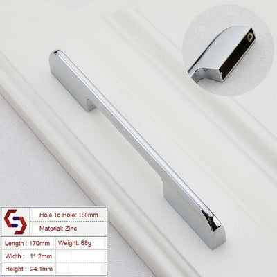 Zinc Kitchen Cabinet Handles Drawer Bar Handle Pull silver color hole to hole size 160mm-0