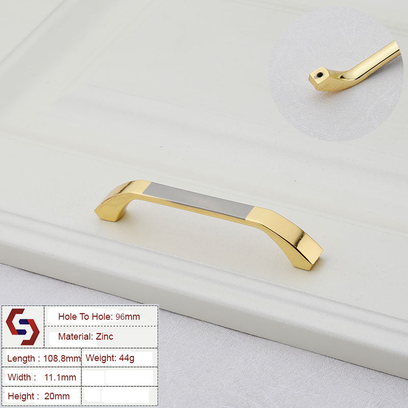 Zinc Kitchen Cabinet Handles Bar Drawer Handle Pull gold color hole to hole 96MM-1