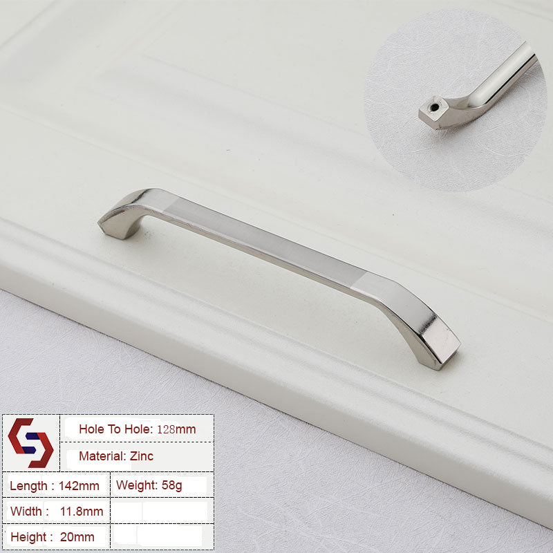 Zinc Kitchen Cabinet Handles Bar Drawer Handle Pull silver color hole to hole 128MM-1