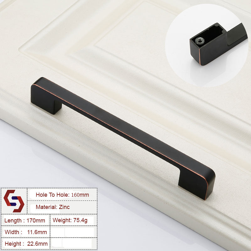 Zinc Kitchen Cabinet Handles Drawer Bar Handle Pull black+copper color hole to hole size 160mm-0