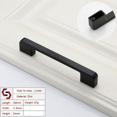 Zinc Kitchen Cabinet Handles Drawer Bar Handle Pull black color hole to hole size 128mm-0