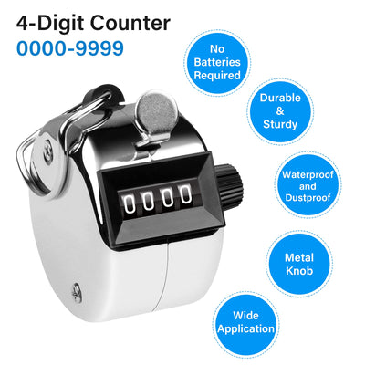 Hand Tally Counter 4-Digit Lap Counters Clicker Pitch for Counting Knitting Coaching-1