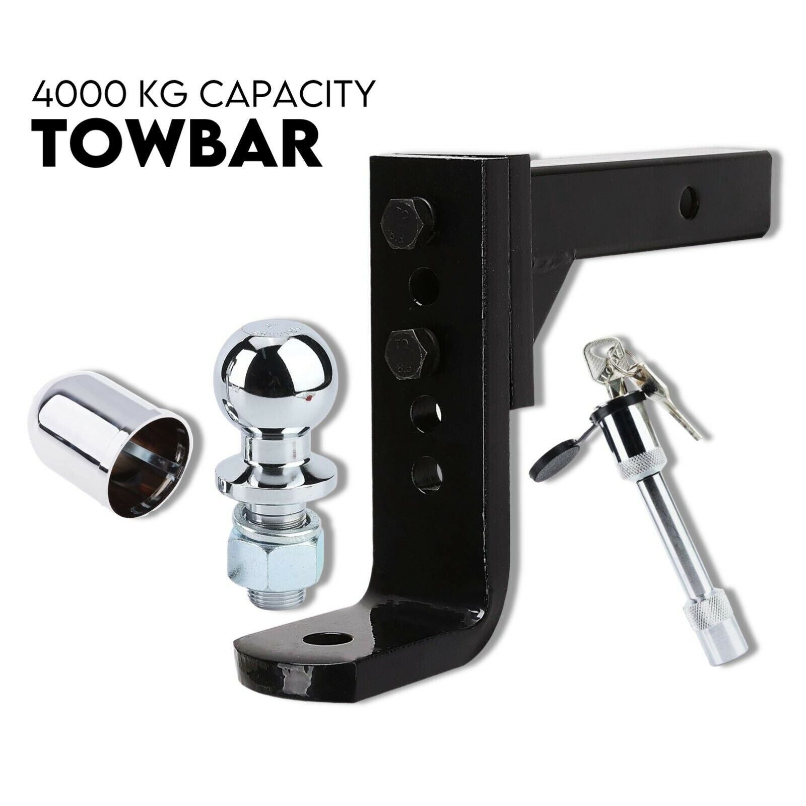 Adjustable Drop Towbar Tow Bar Ball Mount Tongue 2" Hitch Trailer 4000KG-0