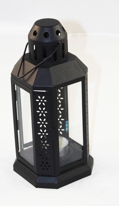 10 Pack of Black Metal Miners Lantern Summer Wedding Home Party Room Balconey Deck Decoration 21cm Tealight Candle-0