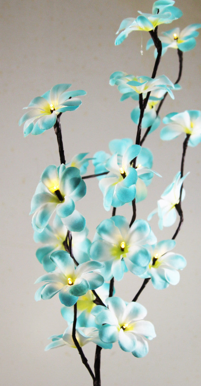 1 Set of 50cm H 20 LED Blue Frangipani Tree Branch Stem Fairy Light Wedding Event Party Function Table Vase Centrepiece Tropical Decoration-0