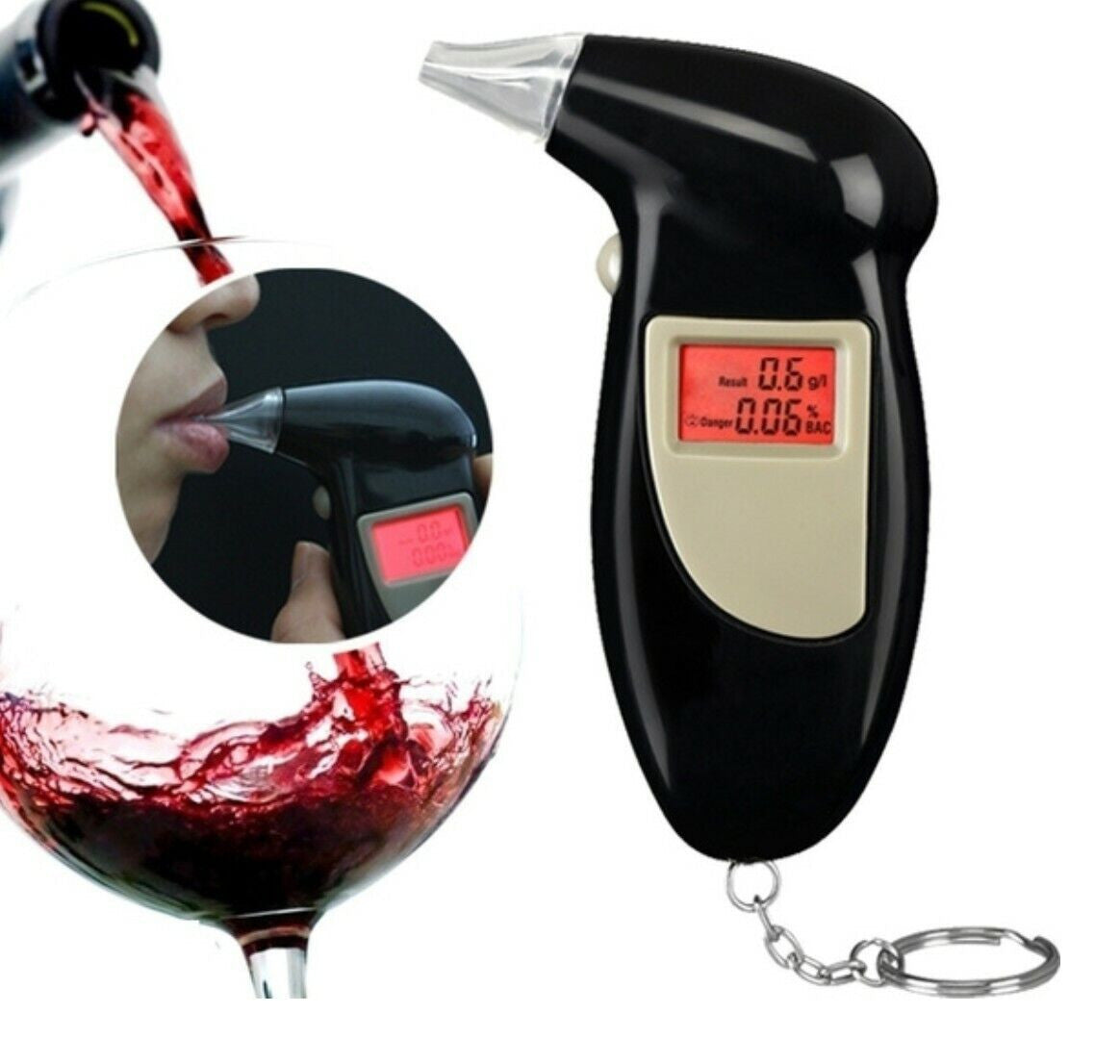 Digital Alcohol Tester LCD Police Breathalyser Grade Accuracy Portable Keychain - FREE POST-4