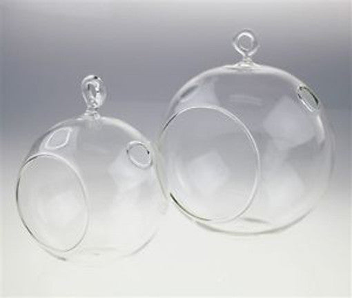 10 x Hanging Clear Glass Ball Tealight Candle Holder  - 10cm Diameter / High - Wedding Globe Decoration Terrarium Succulent Plant Mini Garden Holder Decor Craft Gift-5