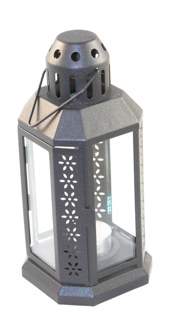 10 Pack of Dark Grey Metal Miners Lantern Summer Wedding Home Party Room Balconey Deck Decoration 21cm Tealight Candle-1