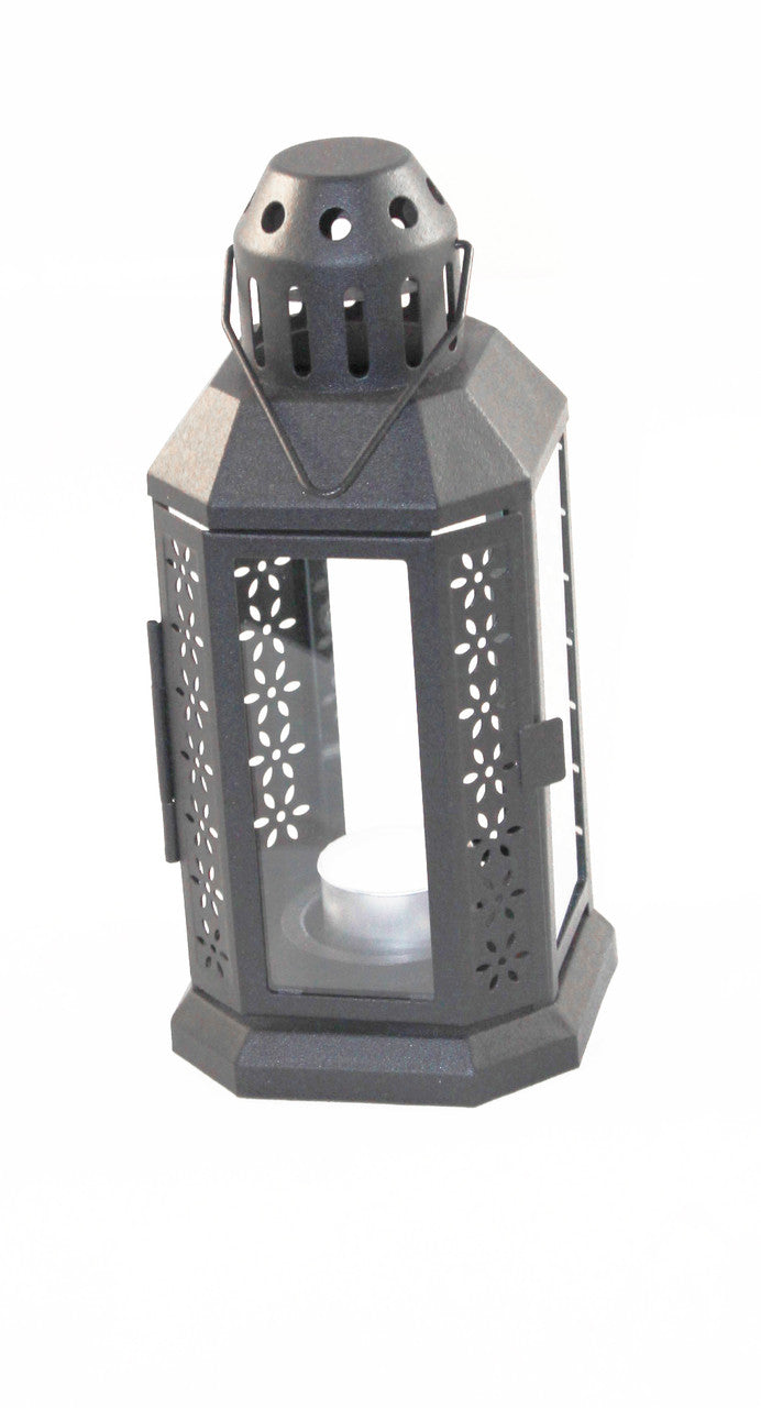 10 Pack of Dark Grey Metal Miners Lantern Summer Wedding Home Party Room Balconey Deck Decoration 21cm Tealight Candle-5