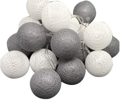 1 Set of 20 LED Grey White 5cm Cotton Ball Battery Powered String Lights Gift Home Wedding Party Bedroom Decoration Outdoor Indoor Table Centrepiece-1