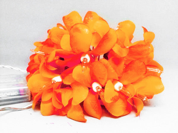 1 Set of 20 LED Orange Frangipani Flower Battery String Lights Christmas Gift Home Wedding Party Decoration Outdoor Table Garland Wreath-0