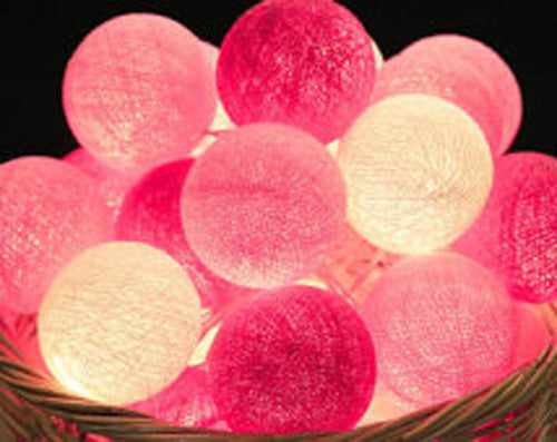 1 Set of 20 LED Pink 5cm Cotton Ball Battery Powered String Lights Christmas Gift Home Wedding Party Girl Bedroom Decoration Outdoor Indoor Table-7