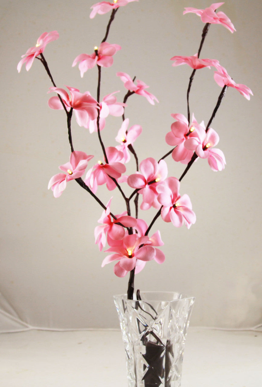 1 Set of 50cm H 20 LED Pink Frangipani Tree Branch Stem Fairy Light Wedding Event Party Function Table Vase Centrepiece Decoration Girl Bedroom-0