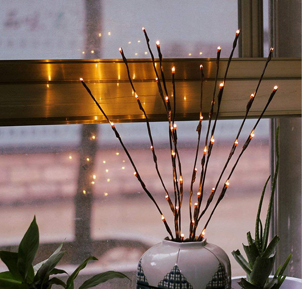 LED Light Bunch Stem - Warm White BATTERY fairy lights - 50cm high 20 bulbs/petals-3