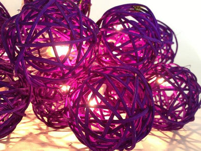 1 Set of 20 LED Cassis Purple 5cm Rattan Cane Ball Battery Powered String Lights Christmas Gift Home Wedding Party Bedroom Decoration Table Centrepiece-1