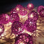 1 Set of 20 LED Cassis Purple 5cm Rattan Cane Ball Battery Powered String Lights Christmas Gift Home Wedding Party Bedroom Decoration Table Centrepiece-4