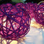 1 Set of 20 LED Cassis Purple 5cm Rattan Cane Ball Battery Powered String Lights Christmas Gift Home Wedding Party Bedroom Decoration Table Centrepiece-5