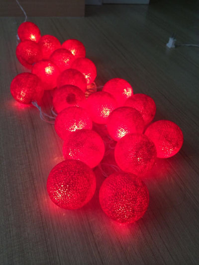 1 Set of 20 LED Red 5cm Cotton Ball Battery Powered String Lights Christmas Gift Home Wedding Party Bedroom Decoration Outdoor Indoor Table Centrepiece-1