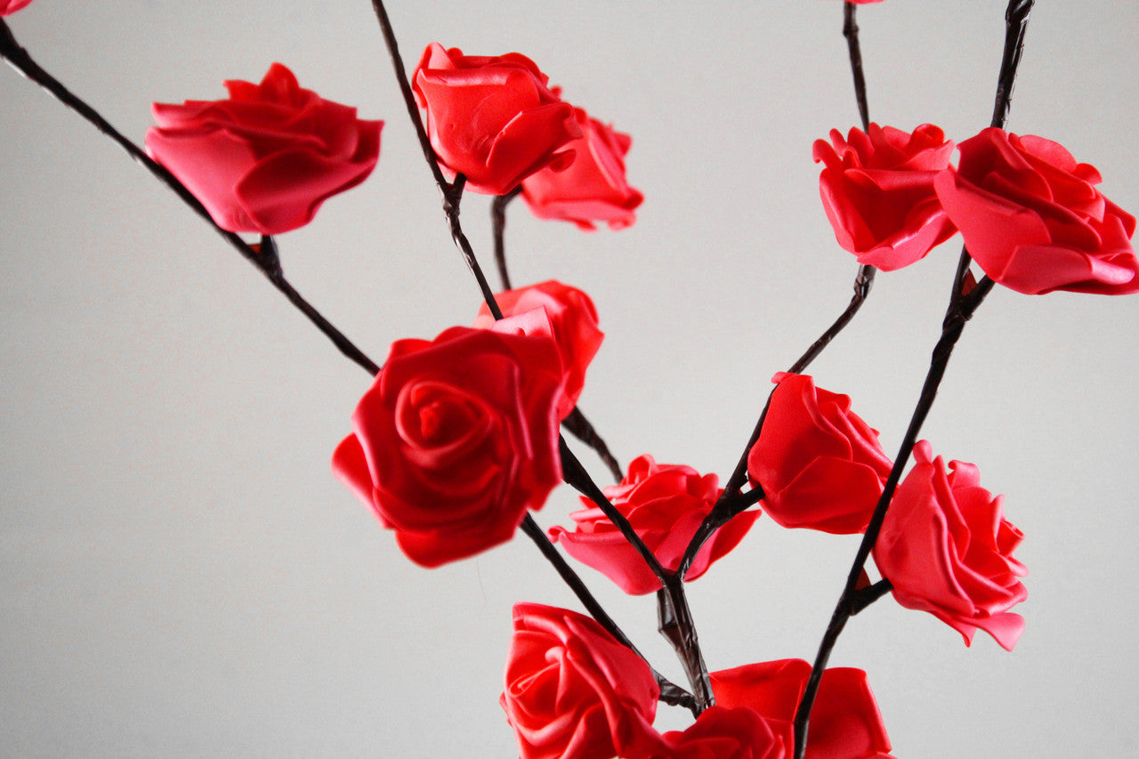 1 Set of 50cm H 20 LED Red Rose Tree Branch Stem Fairy Light Wedding Event Party Function Table Vase Centrepiece Decoration-5