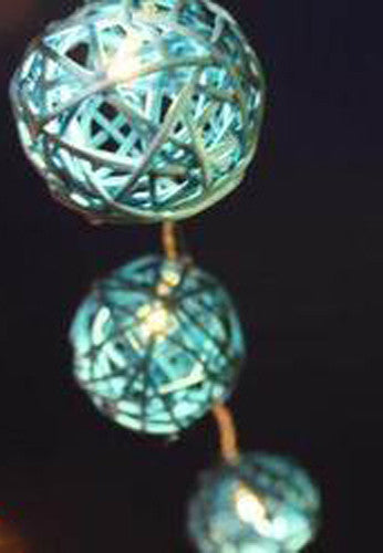 1 Set of 20 LED Turquoise 5cm Rattan Cane Ball Battery Powered String Lights Christmas Gift Home Wedding Party Bedroom Decoration Table Centrepiece-2