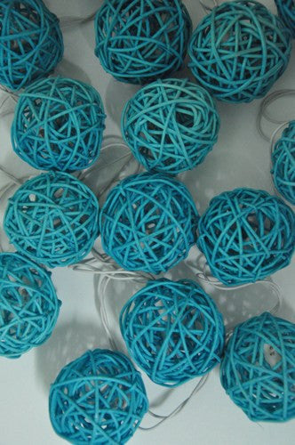 1 Set of 20 LED Turquoise 5cm Rattan Cane Ball Battery Powered String Lights Christmas Gift Home Wedding Party Bedroom Decoration Table Centrepiece-3