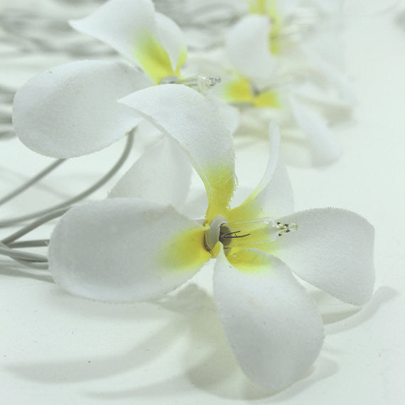 1 Set of 20 LED White Frangipani Flower Battery String Lights Christmas Gift Home Wedding Beach Party Decoration Outdoor Table Centrepiece-6