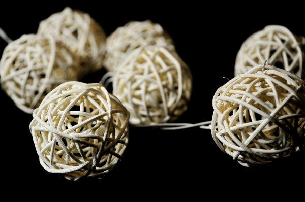 1 Set of 20 LED Cream White 5cm Rattan Cane Ball Battery Powered String Lights Christmas Gift Home Wedding Party Bedroom Decoration Table Centrepiece-3