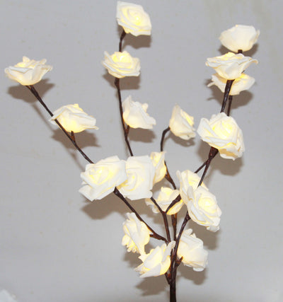 1 Set of 50cm H 20 LED White Rose Tree Branch Stem Fairy Light Wedding Event Party Function Table Vase Centrepiece Decoration-0