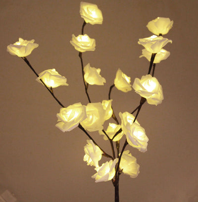 1 Set of 50cm H 20 LED White Rose Tree Branch Stem Fairy Light Wedding Event Party Function Table Vase Centrepiece Decoration-1