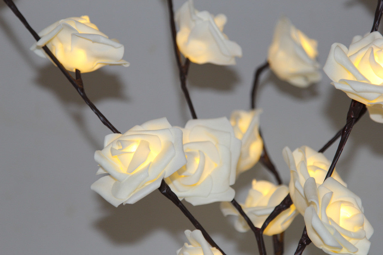 1 Set of 50cm H 20 LED White Rose Tree Branch Stem Fairy Light Wedding Event Party Function Table Vase Centrepiece Decoration-4