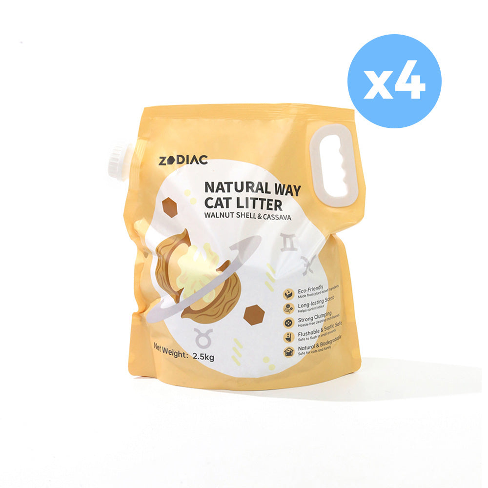 ZODIAC Natural Way Walnut Shell & Cassava Cat Litter 2.5Kgx4-0