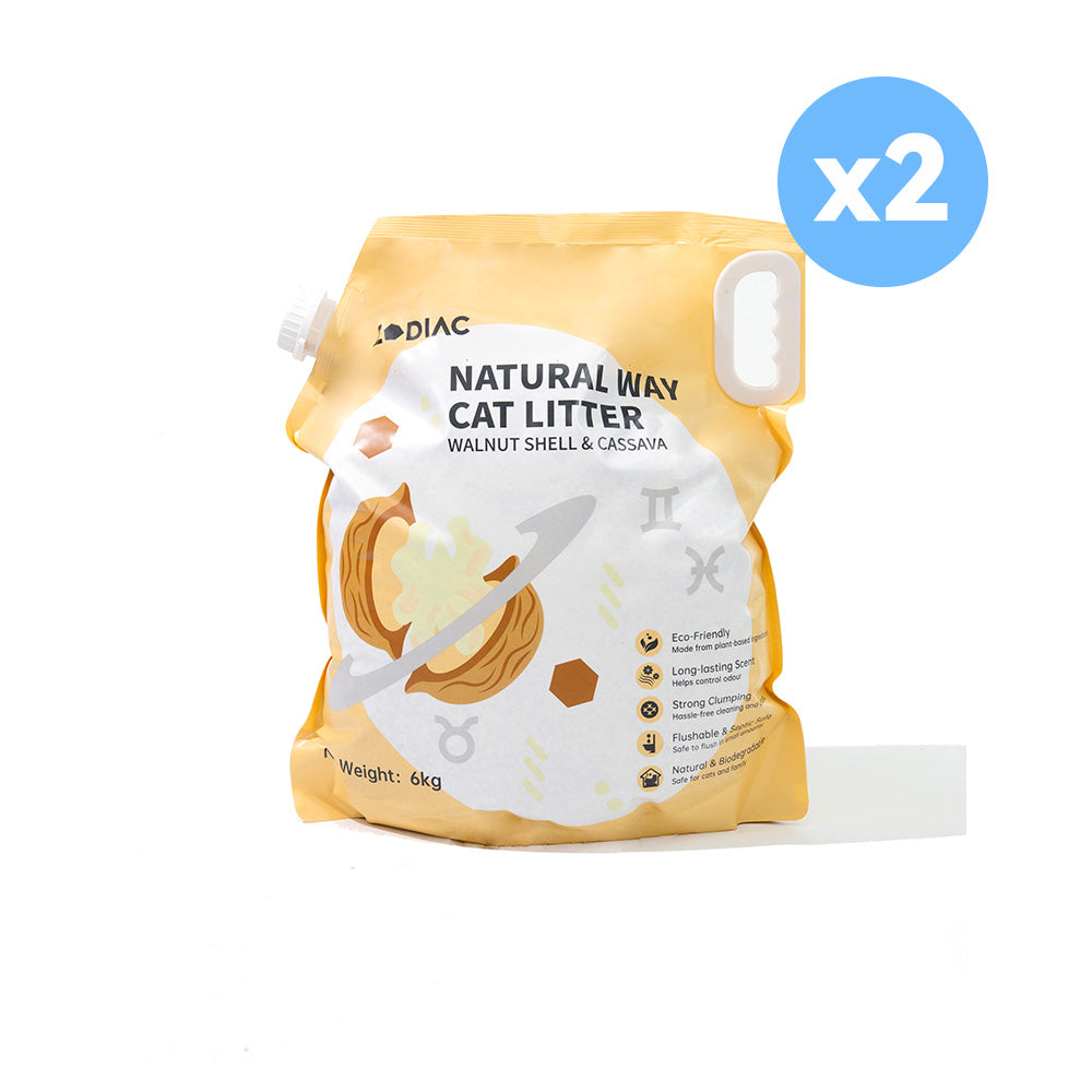 ZODIAC Natural Way Walnut Shell & Cassava Cat Litter 6Kgx2-0