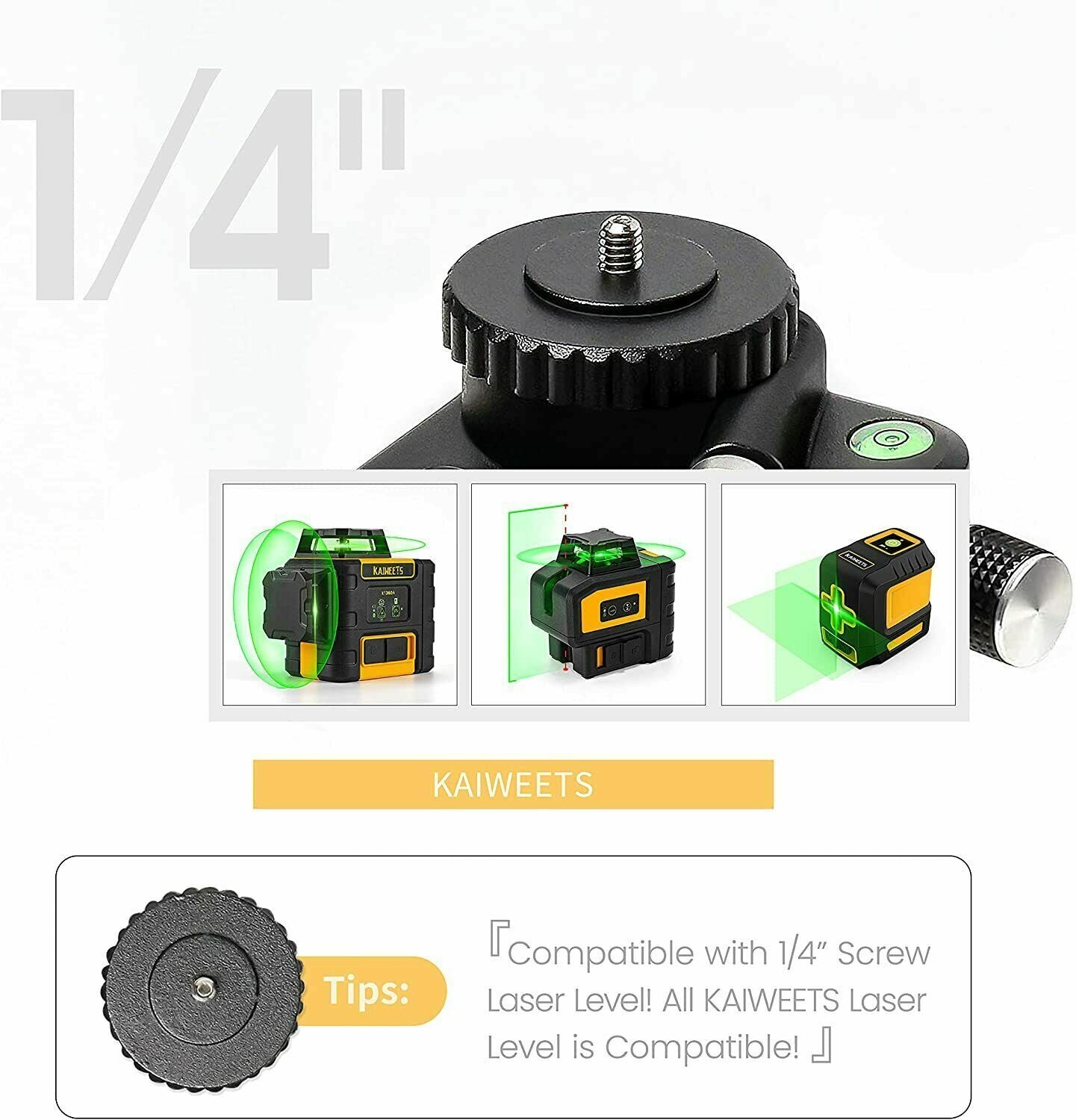 KT200P Laser Tripod 360 Rotating Turning Pivoting Base for 1/4 inch Laser Level-3