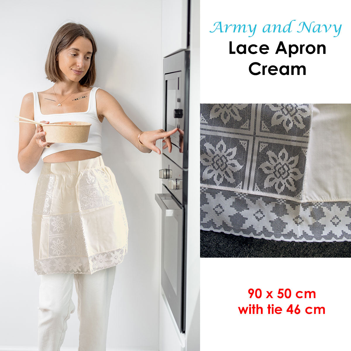 Army and Navy Lace Apron Cream-1