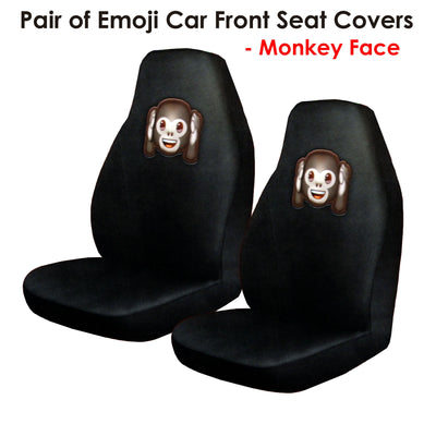 Pair of Emoji Car Front Seat Covers Monkey Face-1