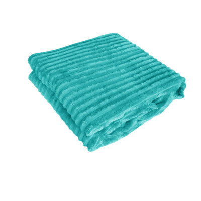 240GSM Corduroy Striped Throw Rug Emerald Green-0