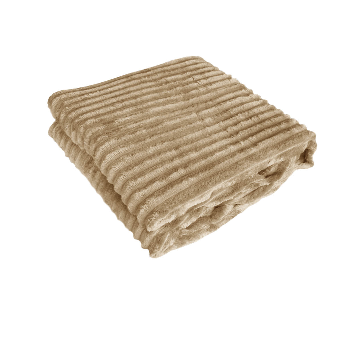 240GSM Corduroy Striped Throw Rug Latte-0