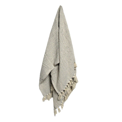 Cotton Fringe Throw Rug Chevron Grey-0