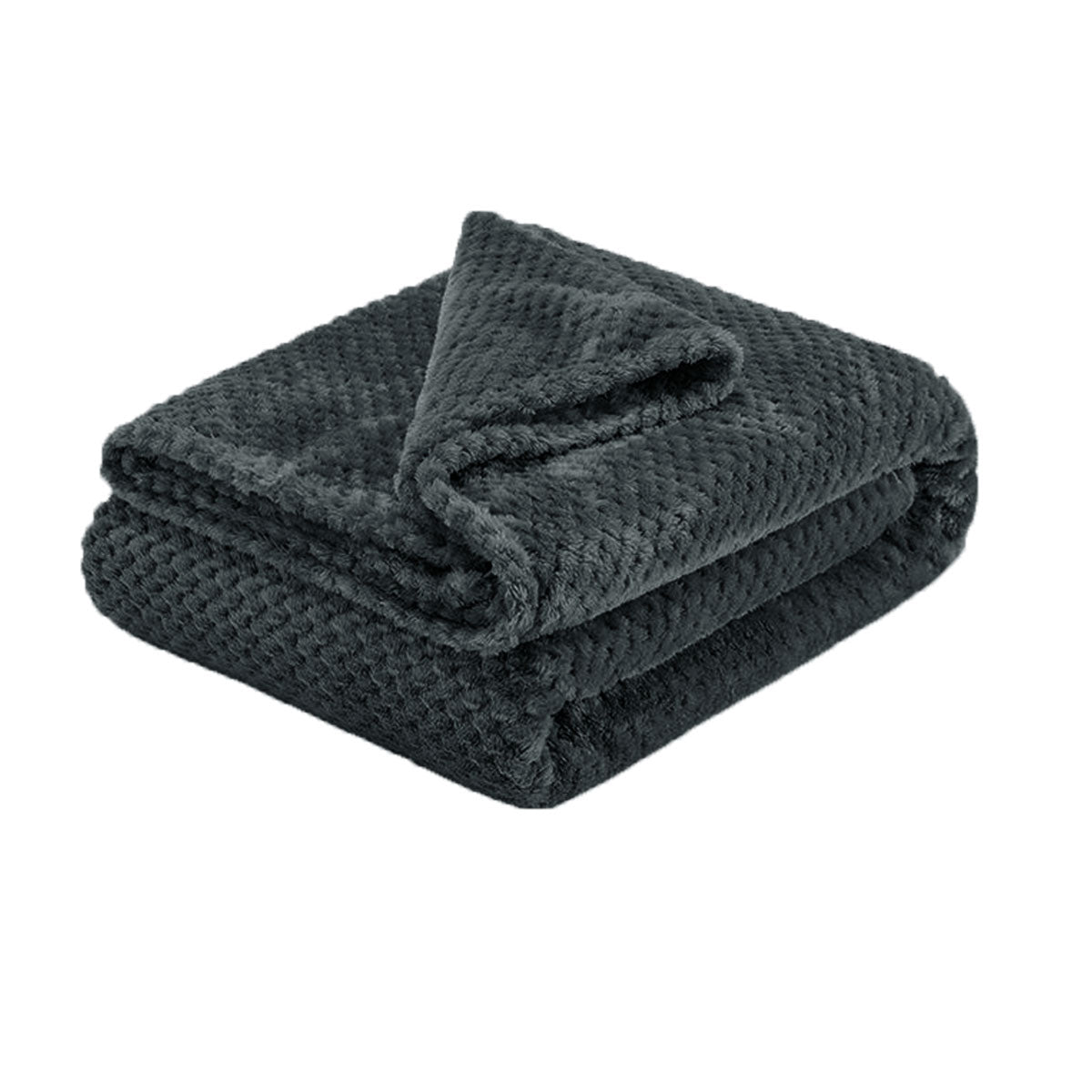 Soft Diamond Fleece Throw Rug/Blanket Charcoal-0