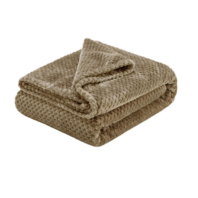 Soft Diamond Fleece Throw Rug/Blanket Latte-0