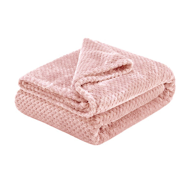 Soft Diamond Fleece Throw Rug/Blanket Pink-0