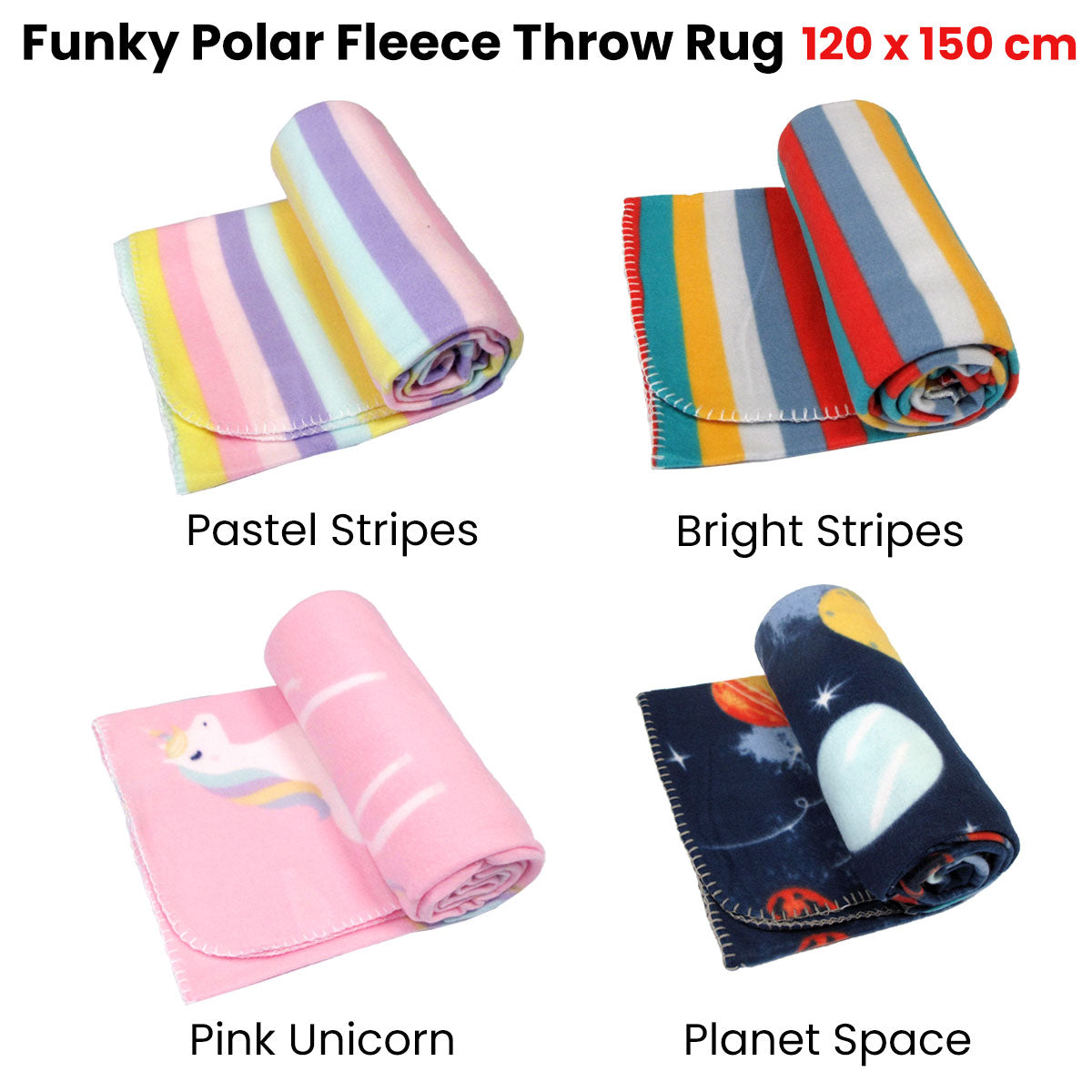 Funky Cute Polar Fleece Throw Rug Pastel Stripes-1